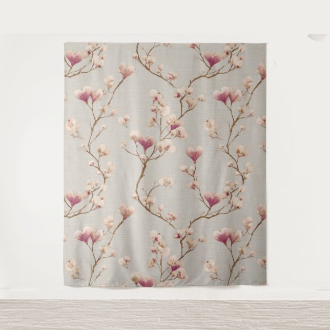 Romantic Botanical Wall Tapestry - Heart Blossom (Front)