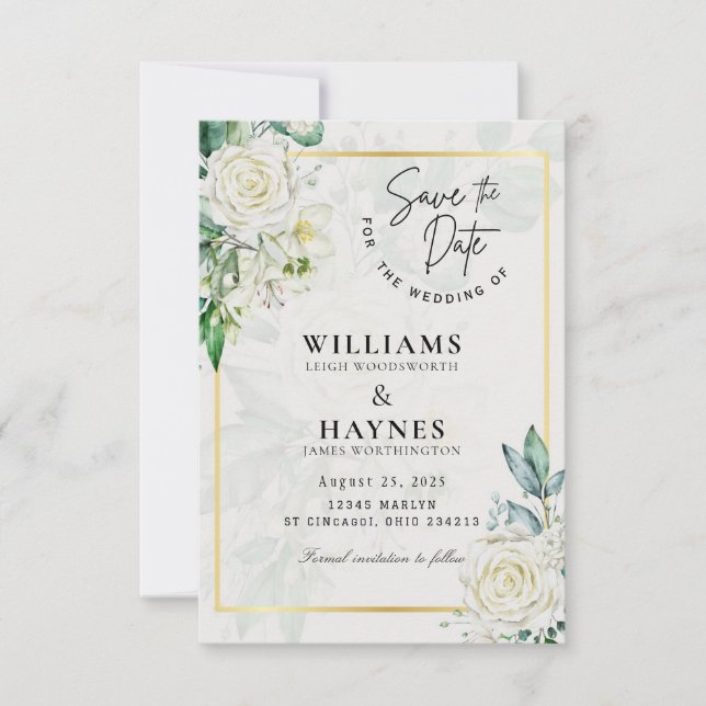 Romantic Botanical Wedding Announcement (Front)