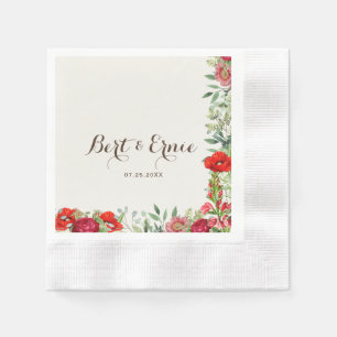 Romantic Botanical Wedding Coined Cocktail Napkin