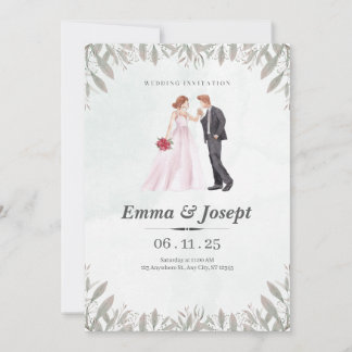 Romantic Botanical Wedding Invitation