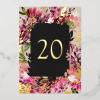 Romantic Bouquet Hot Pink Black Gold Table Number