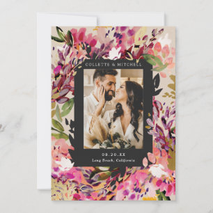 Romantic Bouquet Hot Pink Wedding Save the Date Invitation