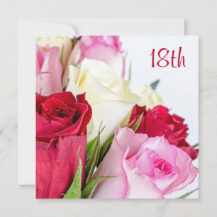 Romantic Bouquet Of Roses 18th Birthday Invitation