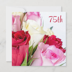 Romantic Bouquet Of Roses 75th Birthday Invitation