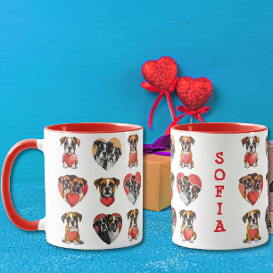 Romantic Boxer Dog Watercolor custom Mug
