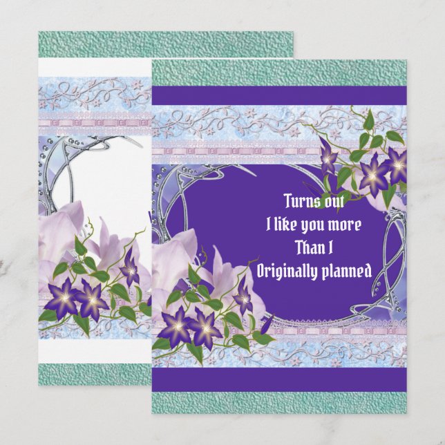 Romantic Boyfriend Purple Blue Floral Valentine  (Front/Back)
