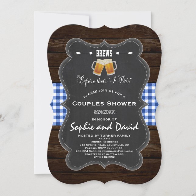 Romantic BREWS Before Their "I Do's" Engagement Invitation (Front)
