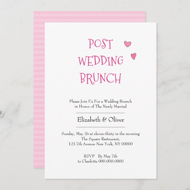 Romantic Bridal featuring two intertwined hearts Invitation (Front/Back)