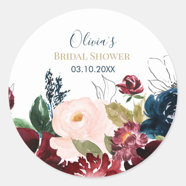 Romantic Bridal Shower Favour Stickers (Front)