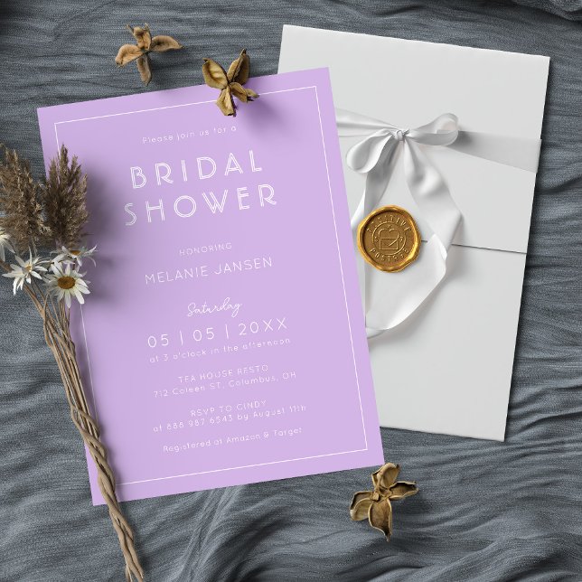 Romantic Bridal Shower Invitation : Elegance Lilac (Creator Uploaded)