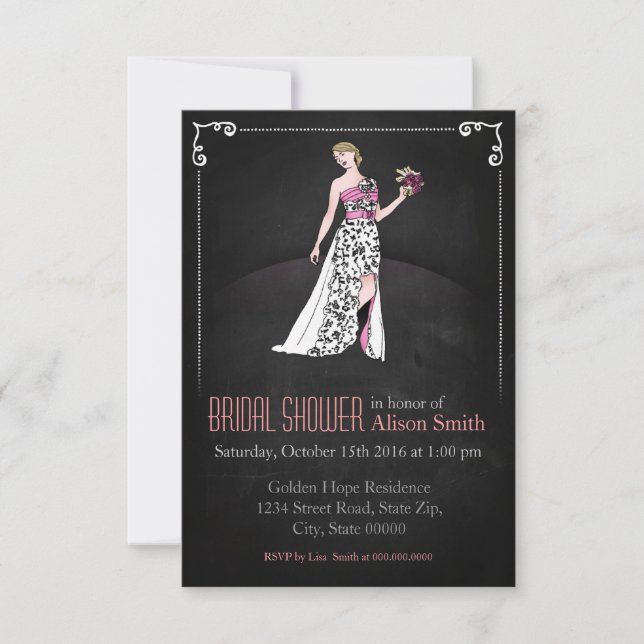 Romantic Bridal shower modern invitation (Front)