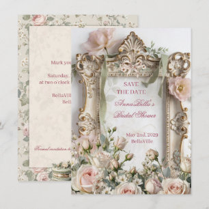 Romantic Bridal Shower Save the Date Blush Rose