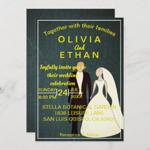 Romantic Bride And Groom Elegant Wedding Invitation