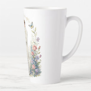 Romantic Bride Groom Floral Elegant Wedding Couple Latte Mug