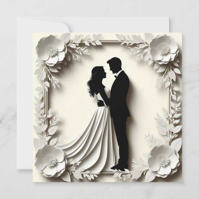 Romantic Bride Groom Floral Wedding Frame Invitation (Front)