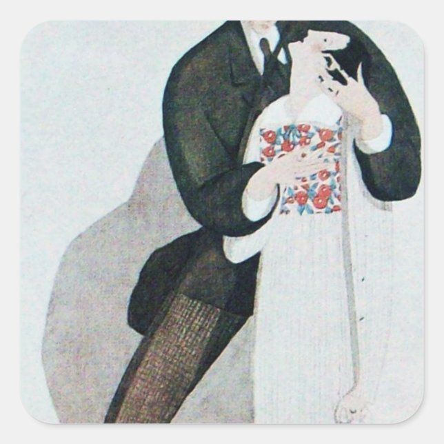 ROMANTIC BRIDE & GROOM SQUARE STICKER (Front)