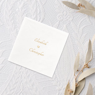 Romantic Bride Groom Wedding Party Cocktail Gold Foil Napkins