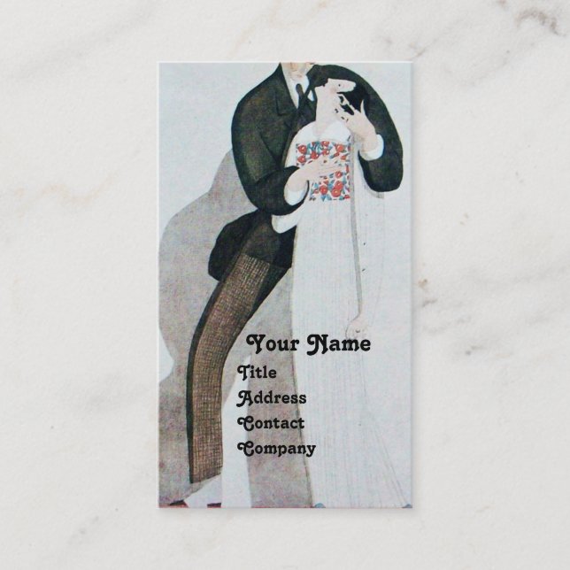 ROMANTIC BRIDE & GROOM WEDDING PARTY MONOGRAM BUSINESS CARD (Front)