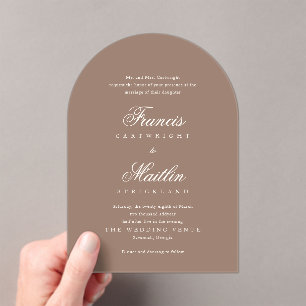 Romantic Brown Elegant Wedding Acrylic Invitations