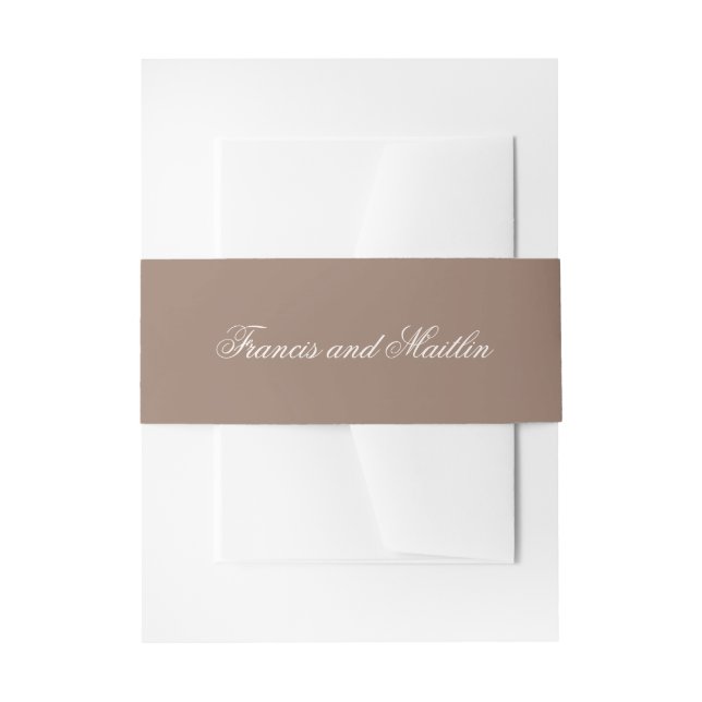 Romantic Brown Elegant Wedding Invitation Belly Band (Front Example)