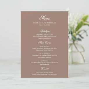 Romantic Brown Elegant Wedding Menu