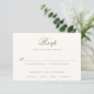 Romantic Brown Elegant Wedding RSVP Card