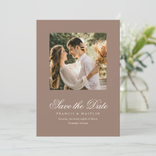 Romantic Brown Photo Elegant Wedding Save The Date
