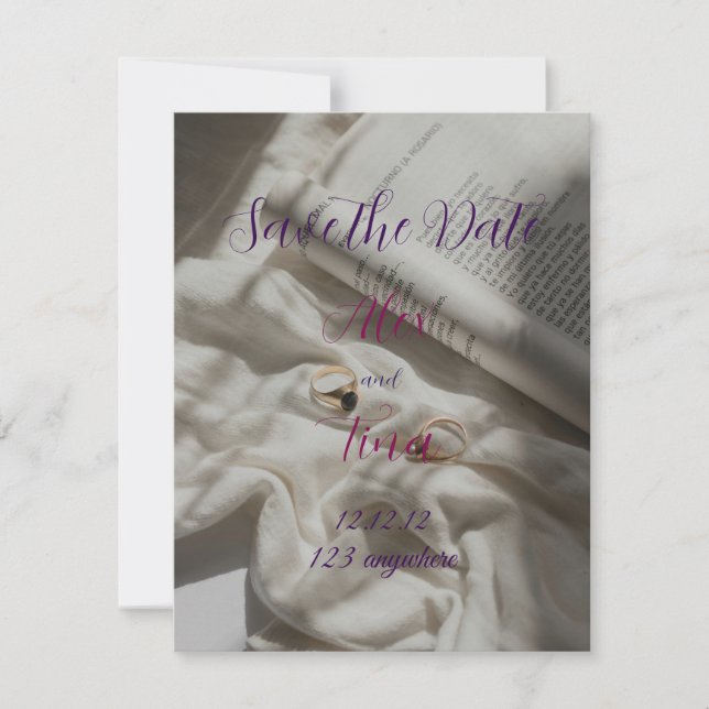 Romantic Budget Wedding Save the Date Card (Front)