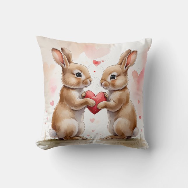Romantic Bunny Card Cushion (Front)