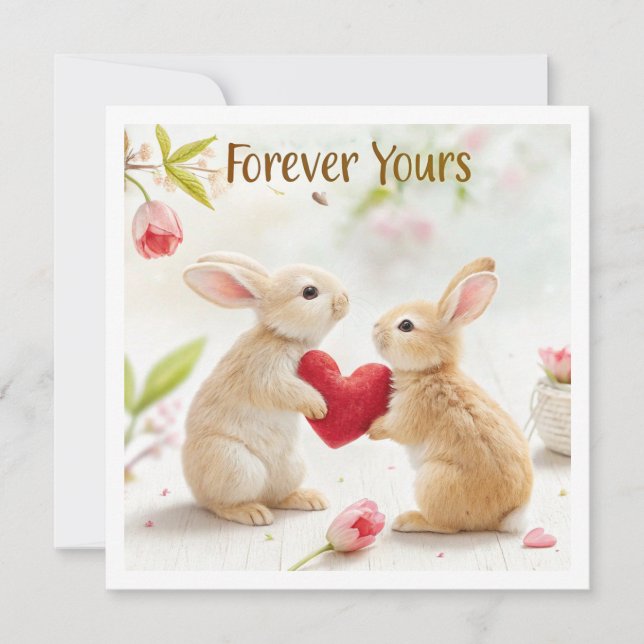 Romantic Bunny Card – Forever Yours (Front)