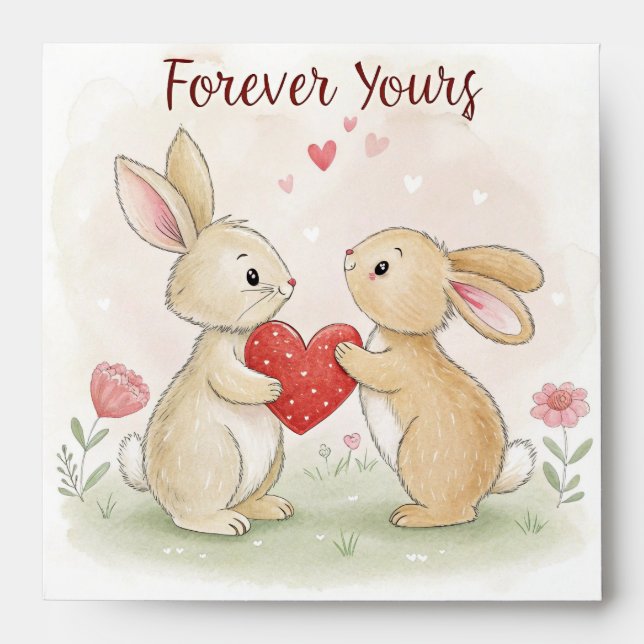 Romantic Bunny Card – Forever Yours Envelope (Front)