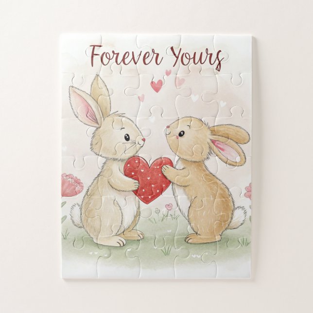 Romantic Bunny Card – Forever Yours Jigsaw Puzzle (Vertical)