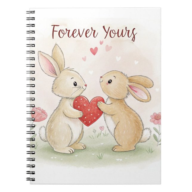Romantic Bunny Card – Forever Yours Notebook (Front)