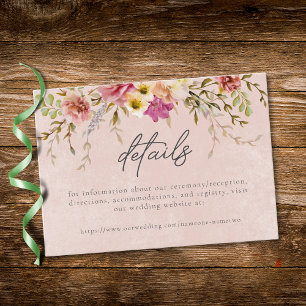 Romantic Burgundy Blush Floral Garden Wedding Enclosure Card