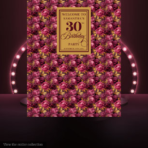 Romantic Burgundy Blush Gold Boho 30th Birthday Tapestry