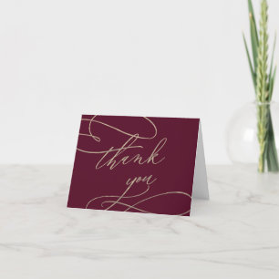 Romantic Burgundy Calligraphy Thank You Card