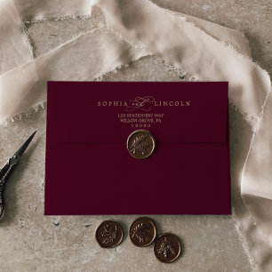 Romantic Burgundy Calligraphy Wedding Invitation Envelope