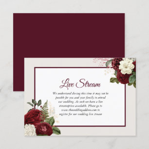 Romantic Burgundy Floral Wedding Live Stream Invitation