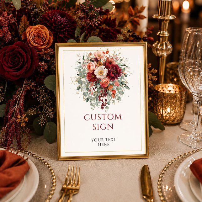 Romantic Burgundy Gold Eucalyptus Fall custom tabl Poster (Romantic Burgundy Gold Eucalyptus Fall custom tabletop sign

)