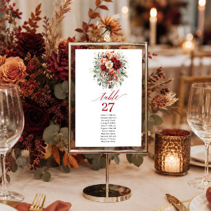 Romantic Burgundy Gold Eucalyptus Fall wedding Table Number