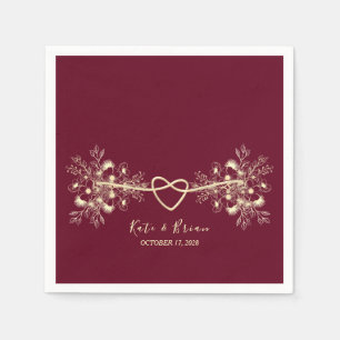 Romantic Burgundy Gold Fall Wedding Napkin