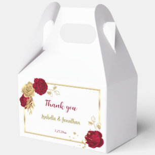 Romantic burgundy gold floral wedding favour box