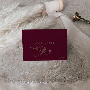 Romantic Burgundy Menu Option Place Cards