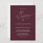 Romantic Burgundy Minimalist Wedding Invitation<br><div class="desc">Beautiful burgundy minimalist wedding invitation. Fully customisable with names,  dates,  location and colours to match your wedding theme.</div>