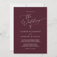 Romantic Burgundy Minimalist Wedding Invitation