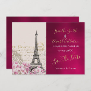 Romantic Burgundy Paris In Springtime  Save The Date
