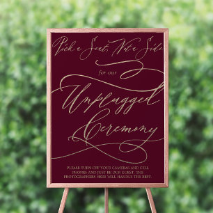 Romantic Burgundy Pick A Seat Unplugged Ceremony Poster