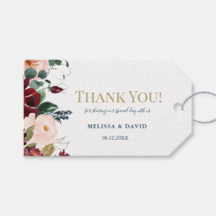 Romantic Burgundy, Pink, Blue and Black Thank You  Gift Tags