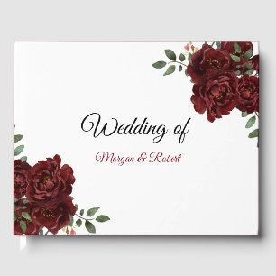 Romantic Burgundy Red Rose Wedding Guestbook