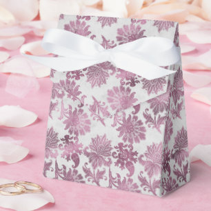 Romantic Burgundy Red Silver Floral Bridal Shower Favour Box